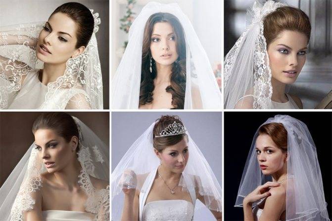 Свадебные прически с фатой на средние волосы