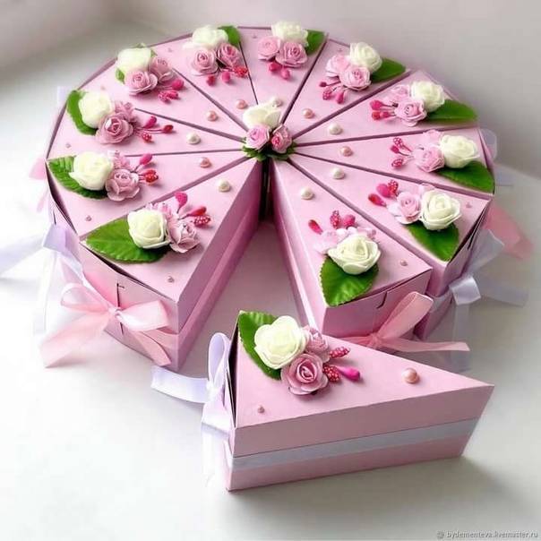 Упаковка подарка свадьба моделирование конструирование бумажный торт с пожеланиями "проба пера"