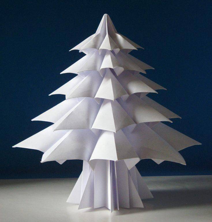 Объемная елка из бумаги - схемы и трафареты для создания елки своими руками