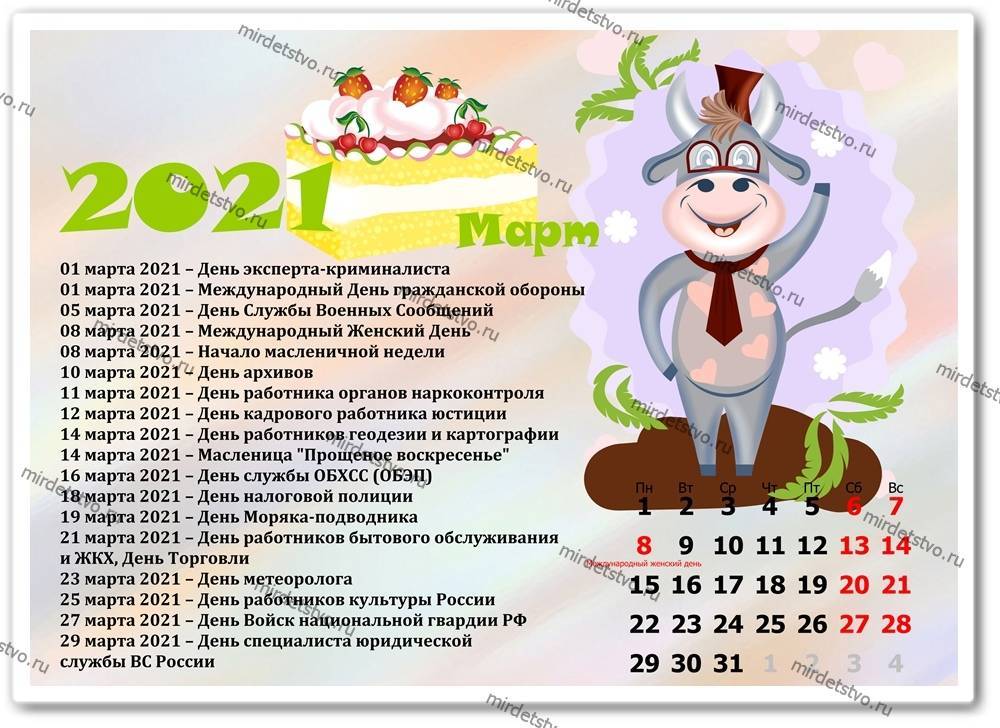 Все праздники и знаменательные даты в году (календарь событий)